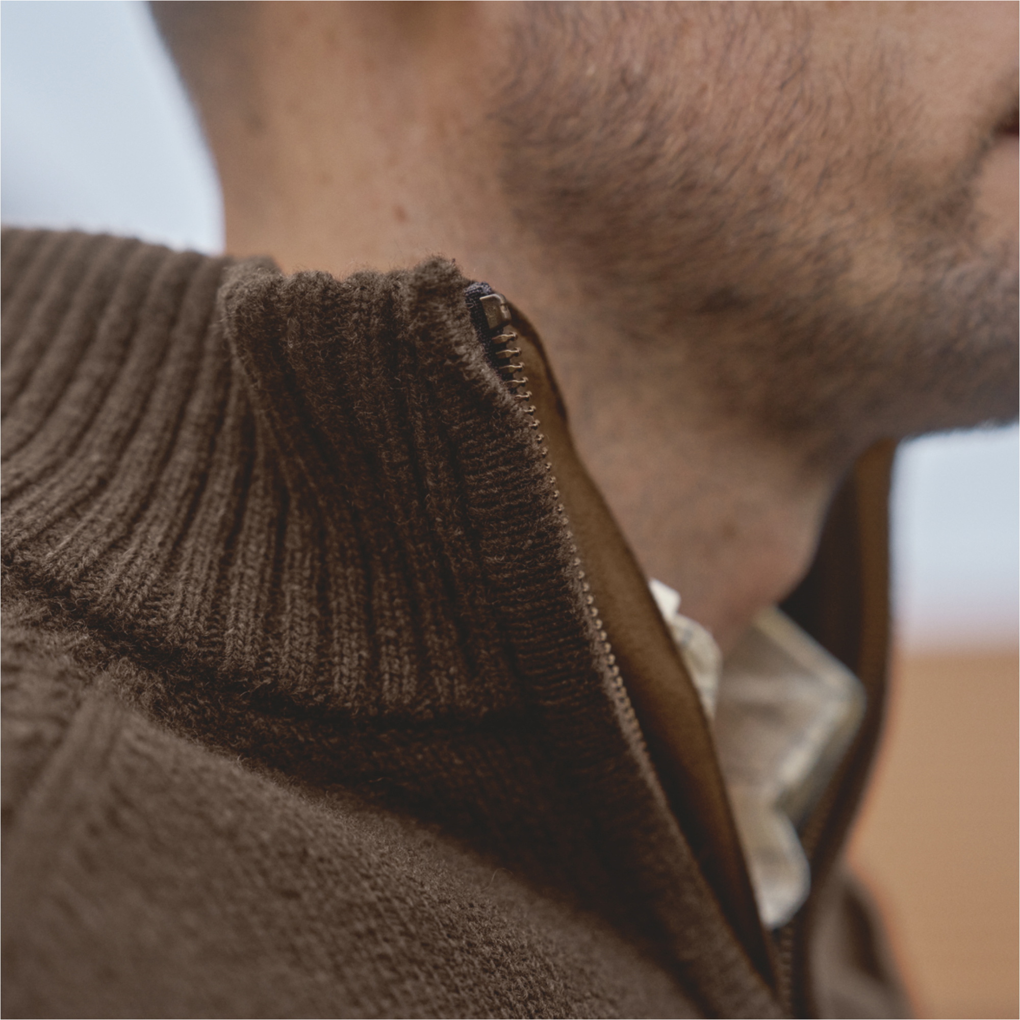 2026 Harkila Homme Vincent Merino Chandail à Fermeture éclair 106081016001 - Demitasse Brown